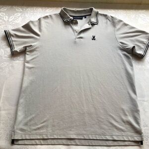 Psycho Bunny Pique Classic Polo Shirt Men's Size 7 (XXL) Silver Gray/Black Trim